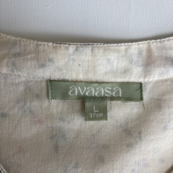 Avaasa Ivory Floral w/metallic A-line Flared Kurta Maxi Dress 3/4 Sleeves Sz L - Picture 7 of 10